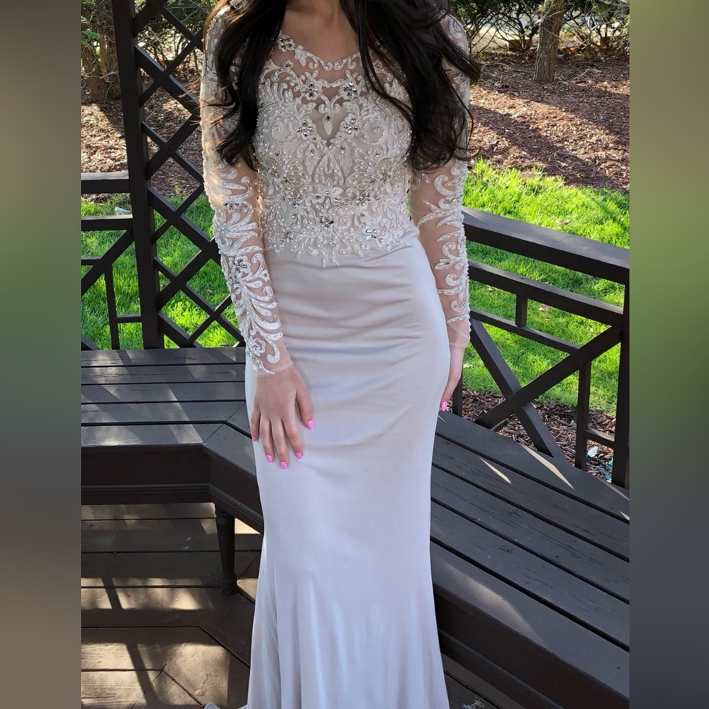 Cream Lace Evening Gown